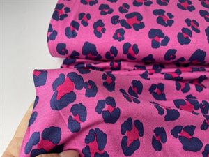 Viscosejersey - flot leo på varm pink bund